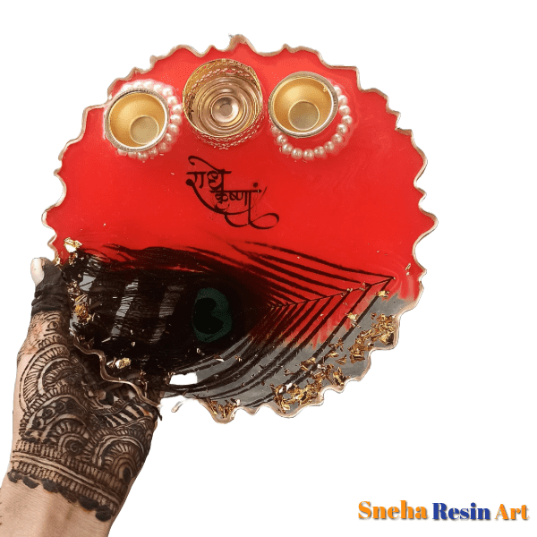 Resin Platter Radhe krishna theme